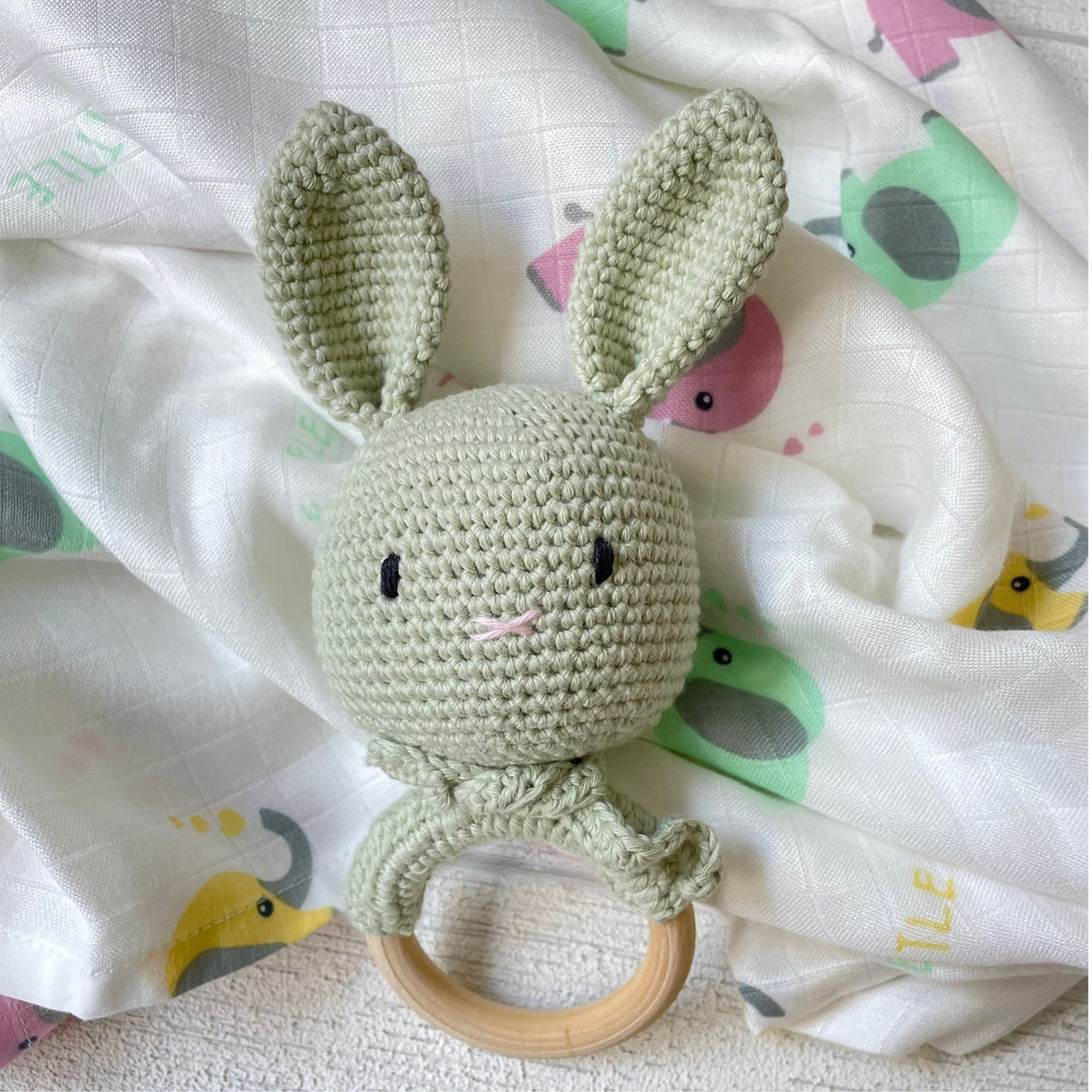Minty Rabbit Rattle Organic Toy