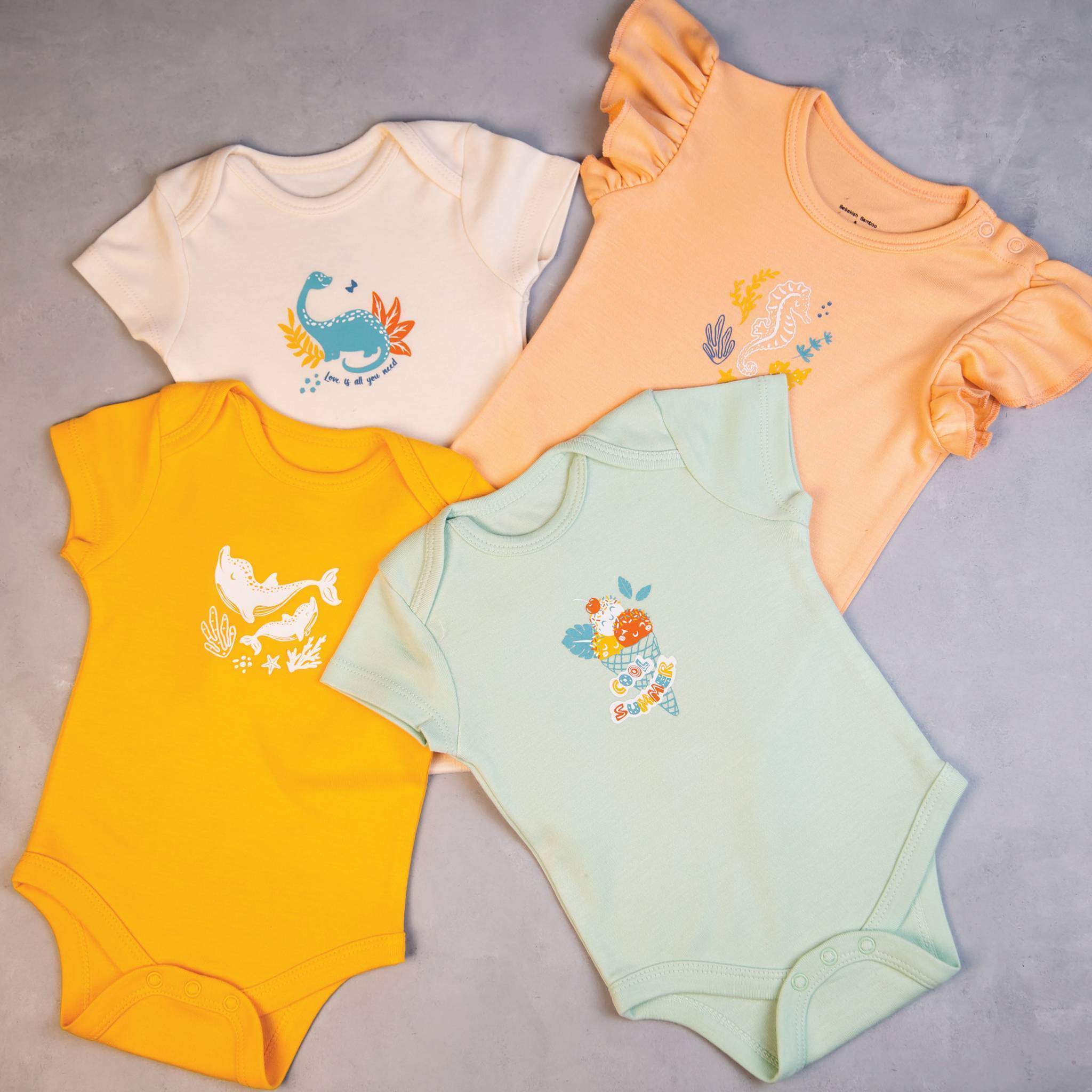 Organic Baby Bodysuit Short Sleeve Ice Cream – Bebekish